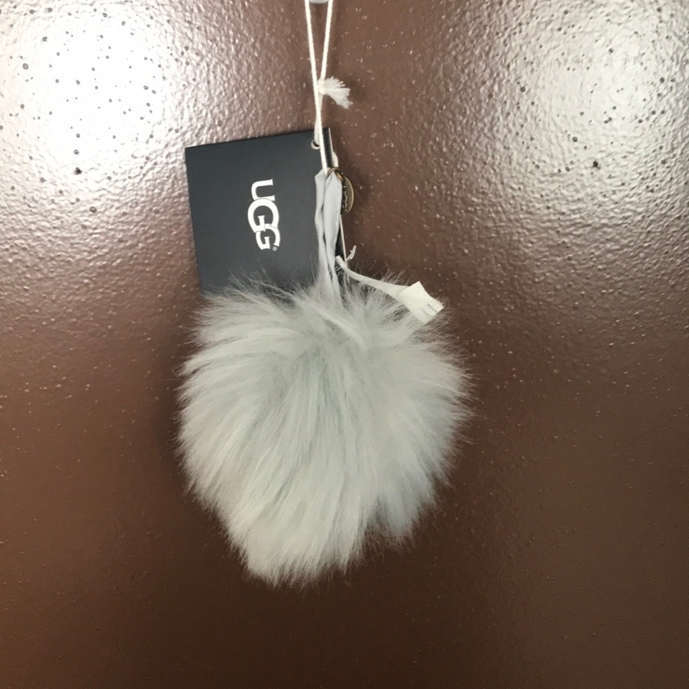 Ugg gray fluff ball keychain/ ornament